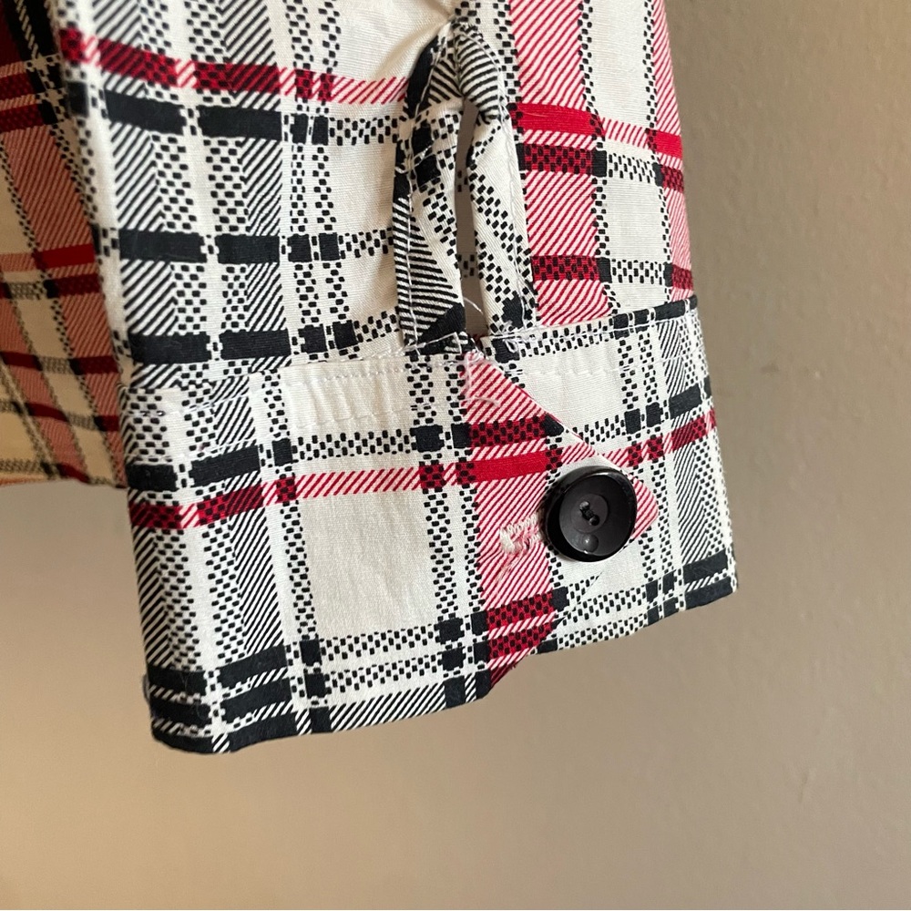 Vintage “K TEEN” White & Red Plaid Drawstring Collar Blouse –Size Large Like New - Picture 10 of 16